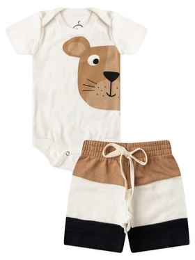 Conjunto Bebê Menino Body e Bermuda Moletinho Cãozinho