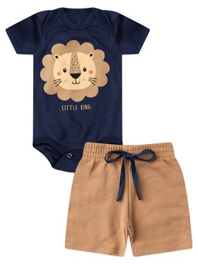 Conjunto Bebê Menino Body e Bermuda Moletinho Little King