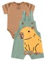 Conjunto Jardineira Bebê Menino Suedine Capivara