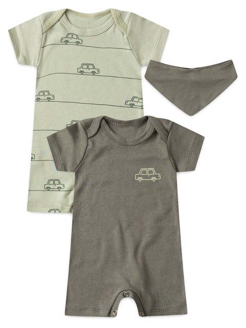 Kit Macacão Bebê Menino Suedine  Mini Carros