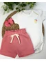 Conjunto Bebê Menina Body e Shorts Moletinho Mini Flor