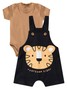 Conjunto Jardineira Bebê Menino Suedine Tiger
