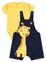 Conjunto Jardineira Bebê Menino Suedine Bebê Girafa