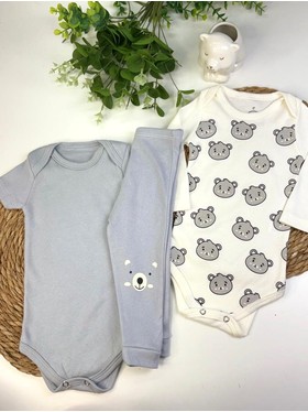 Kit Body Bebê Unissex Suedine Ursinhos