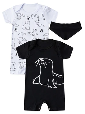 Kit Macacão Bebê Menino Suedine Animais Marinho