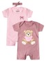 Kit Macacão Bebê Menina Suedine Ursinho Coração