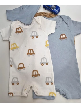 Kit Macacão Bebê Menino Suedine Carrinhos