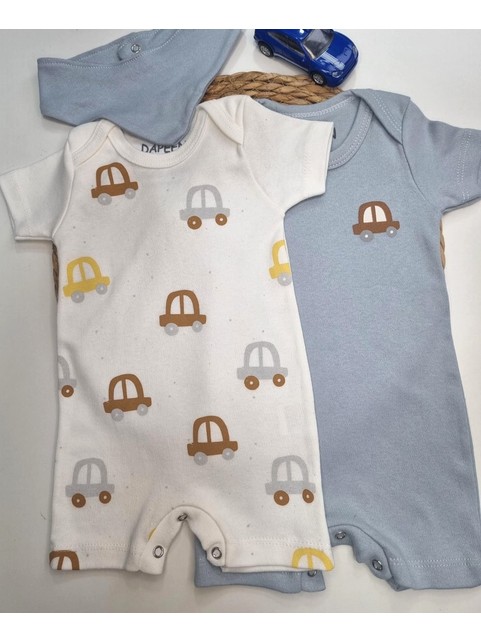 Kit Macacão Bebê Menino Suedine Carrinhos