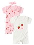 Kit Macacão Bebê Menina Suedine Morango