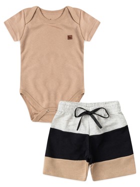 Conjunto Bebê Menino Body e Bermuda Moletinho Lobinho