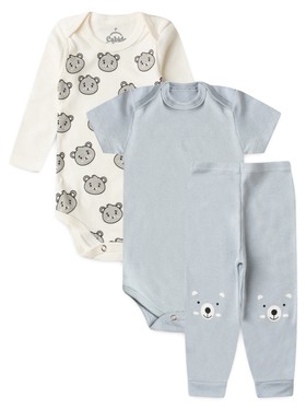 Kit Body Bebê Unissex Suedine Ursinhos