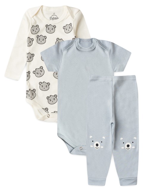Kit Body Bebê Unissex Suedine Ursinhos