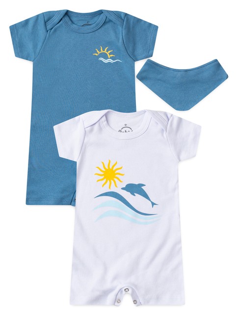 Kit Macacão Bebê Menino Suedine Golfinho