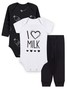 Kit Body Bebê Unissex I Love Milk