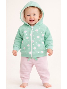 Conjunto Infantil Menina Moletom Peluciado com Capuz Poá