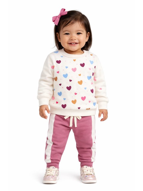 Conjunto Infantil Menina Moletom Peluciado Corações