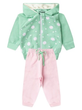 Conjunto Infantil Menina Moletom Peluciado com Capuz Poá