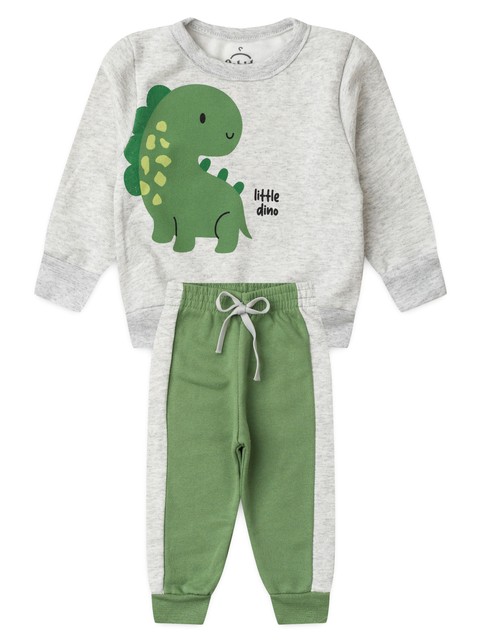 Conjunto Infantil Menino Moletom Peluciado Bebê Dinossauro