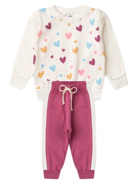 Conjunto Infantil Menina Moletom Peluciado Corações