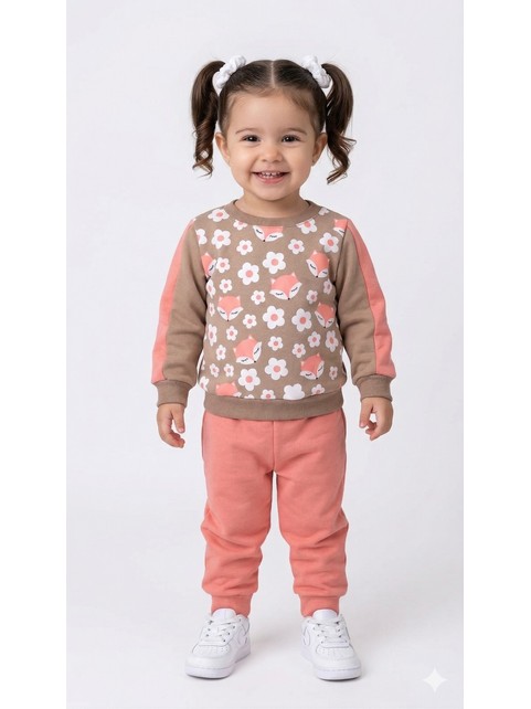 Conjunto Infantil Menina Moletom Peluciado Flores