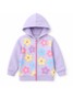Conjunto Infantil Menina Moletom Peluciado com Capuz e Zíper Flores