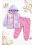 Conjunto Infantil Menina Moletom Peluciado com Capuz e Zíper Flores