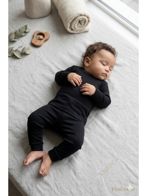 Conjunto Infantil Unissex Térmico Preto