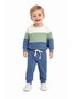 Conjunto Infantil Menino Moletom Peluciado Tricolor Azul