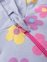 Conjunto Infantil Menina Moletom Peluciado com Capuz e Zíper Flores