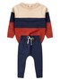 Conjunto Infantil Menino Moletom Peluciado Recortes Azul Ocre
