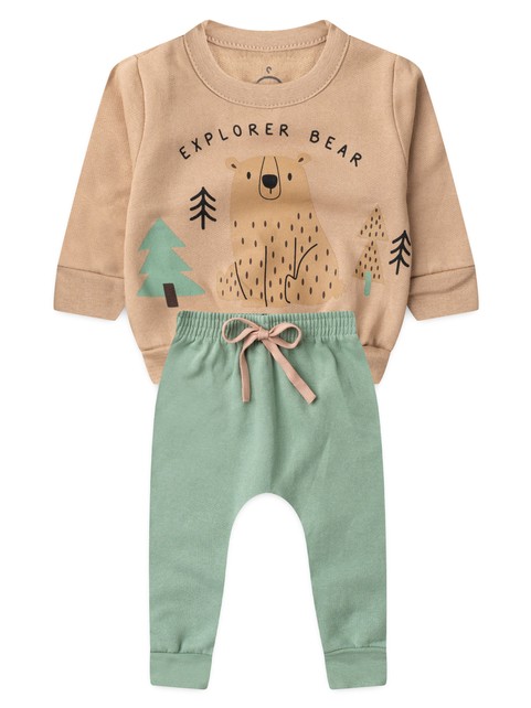 Conjunto Infantil Menino Moletom Peluciado Urso