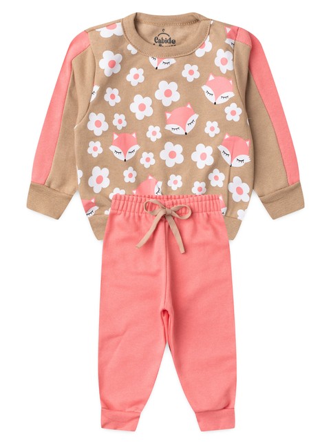 Conjunto Infantil Menina Moletom Peluciado Flores