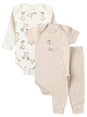 Kit Body Bebê Unissex Suedine Mini Girafinhas