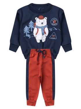 Conjunto Infantil Menino Moletom Peluciado Urso Polar