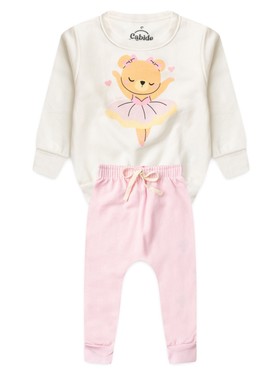 Conjunto Infantil Menina Moletom Peluciado Bailarina