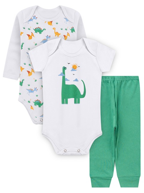 Kit Body Bebê Menino Suedine Dino