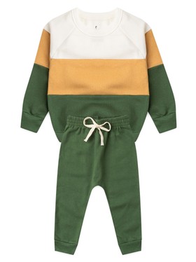 Conjunto Infantil Menino Moletom Peluciado Tricolor Verde