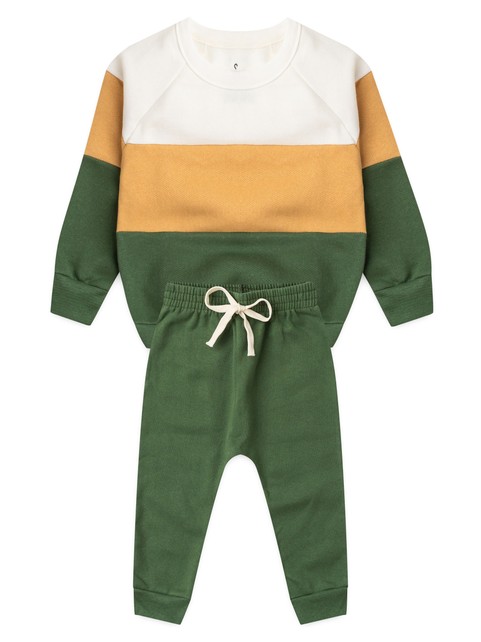Conjunto Infantil Menino Moletom Peluciado Tricolor Verde