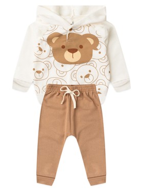Conjunto Infantil Menino Moletom Peluciado com Capuz Urso Interativo