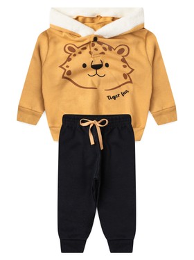 Conjunto Infantil Menino Moletom Peluciado com Capuz Onça