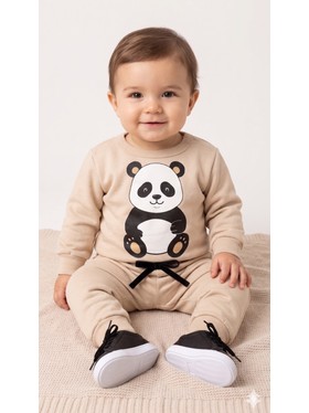 Conjunto Infantil Menino Moletom Peluciado Panda