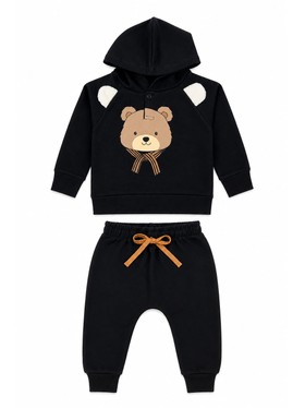 Conjunto Infantil Menino Moletom Peluciado com Capuz Urso