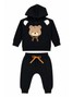 Conjunto Infantil Menino Moletom Peluciado com Capuz Urso