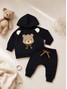 Conjunto Infantil Menino Moletom Peluciado com Capuz Urso