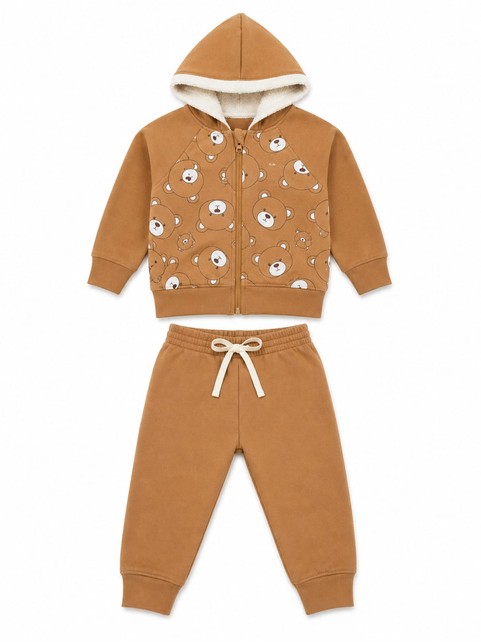 Conjunto Infantil Menino Moletom Peluciado com Capuz Ursinhos