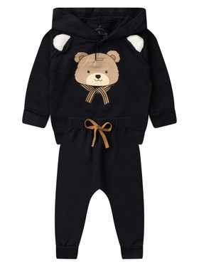Conjunto Infantil Menino Moletom Peluciado com Capuz Urso