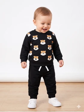 Conjunto Infantil Menino Moletom Peluciado Tigres