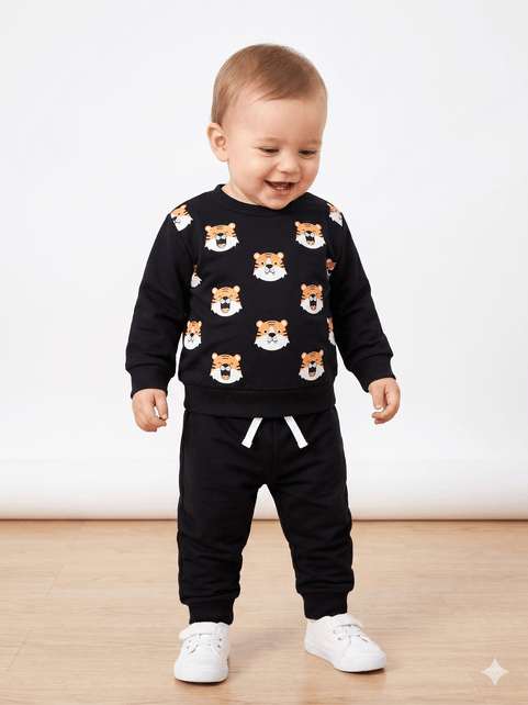 Conjunto Infantil Menino Moletom Peluciado Tigres