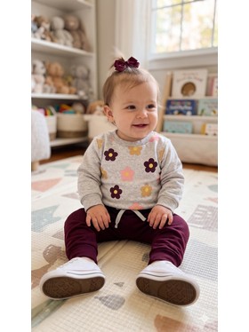 Conjunto Infantil Menina Moletom Peluciado Flores Coloridas