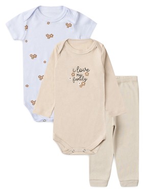 Conjunto Body Bebê Menina Suedine Love